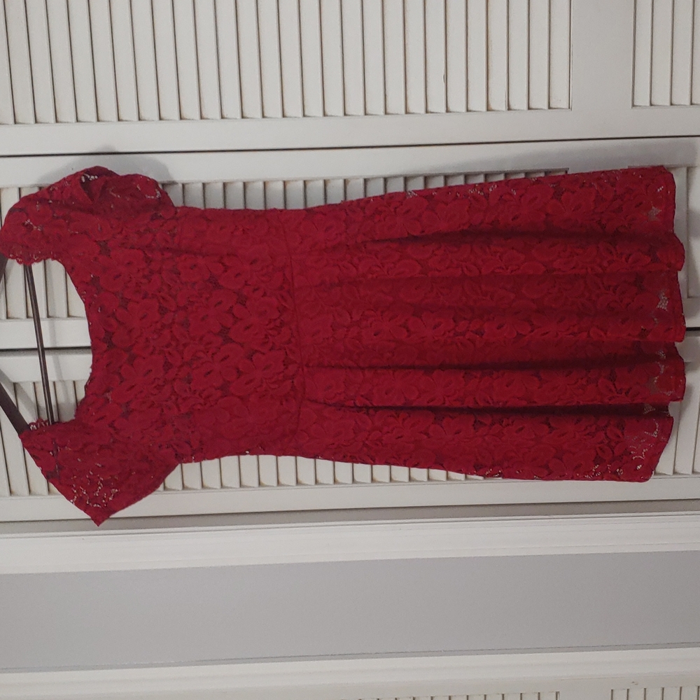 Ruby Red Missmny dress. lace shell with lining. Non smoking home.Size XXL